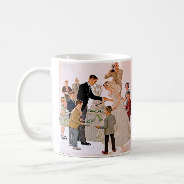 Vintage Hochzeitstorte anschneiden   Kaffeetasse (Links)
