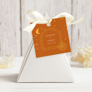 Vintage-Hochzeitstücher mit Sternen und Mond Geschenkanhänger
