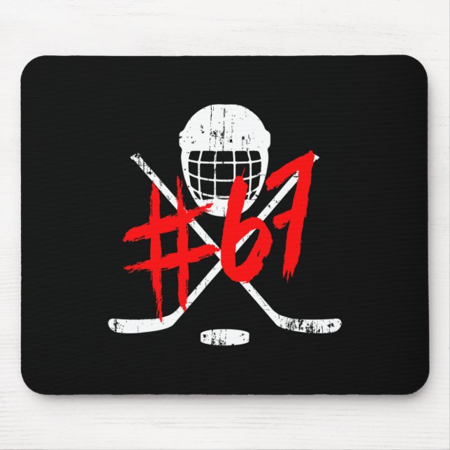Vintage-Hockey-67-Trikotnummer  Mousepad (Vorne)