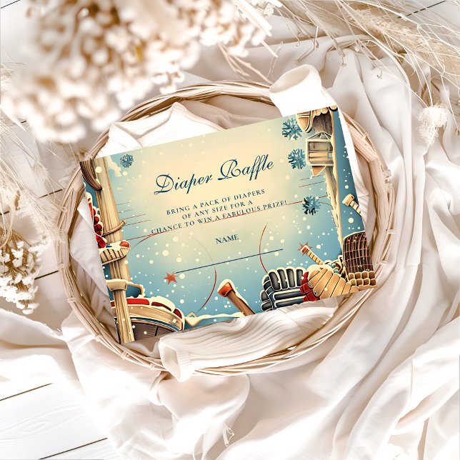 Vintage Hockey Baby Shower Diapper Raffle Begleitkarte (Von Creator hochgeladen)