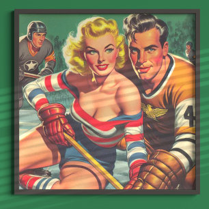 Vintage-Hockey-Mädchen Poster