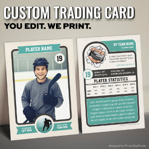 Vintage-Hockey-Sammelkarte, Teal-Spieler Telefonnummerkarte