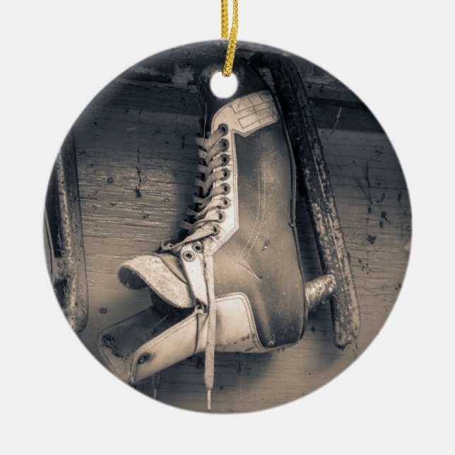 Vintage Hockey-Skate Keramikornament (Vorne)