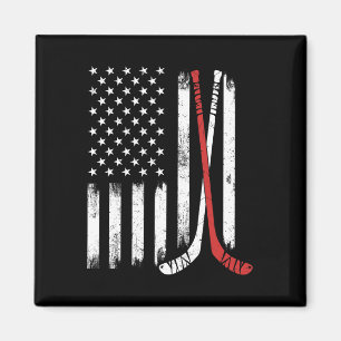 Vintage-Hockeyschläger-USA-Flagge-Hockeyspieler-Ei Magnet