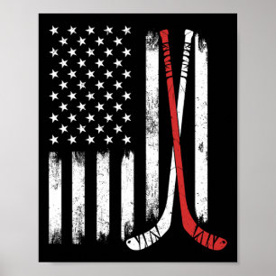 Vintage-Hockeyschläger-USA-Flagge-Hockeyspieler-Ei Poster