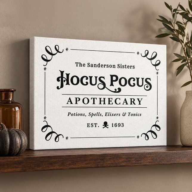 Vintage Hocus Pocus Apotheke Schwarz und Weiß Leinwanddruck (Von Creator hochgeladen)
