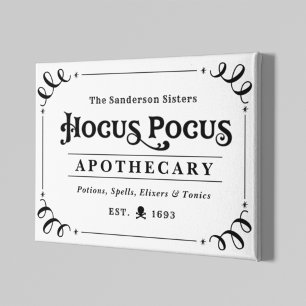 Vintage Hocus Pocus Apotheke Schwarz und Weiß Leinwanddruck