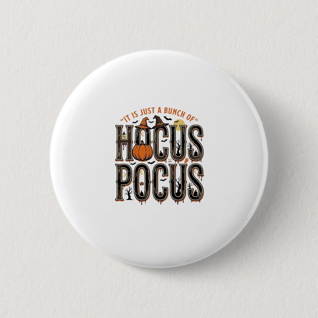 Vintage-Hocus-Pocus-Halloween-Kürbis-Shirt-Design Button (Vorderseite)
