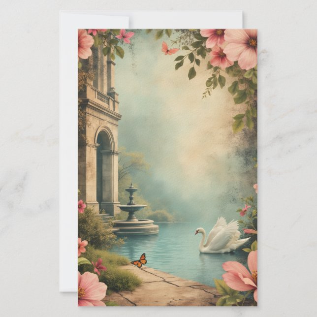 Vintage-Hof-Schabblatt und Schreibwaren Briefpapier (Vorderseite)