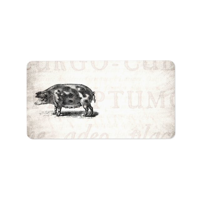 Vintage Hog Illustration auf altes Papier, 1800er Adressaufkleber (Vorne)