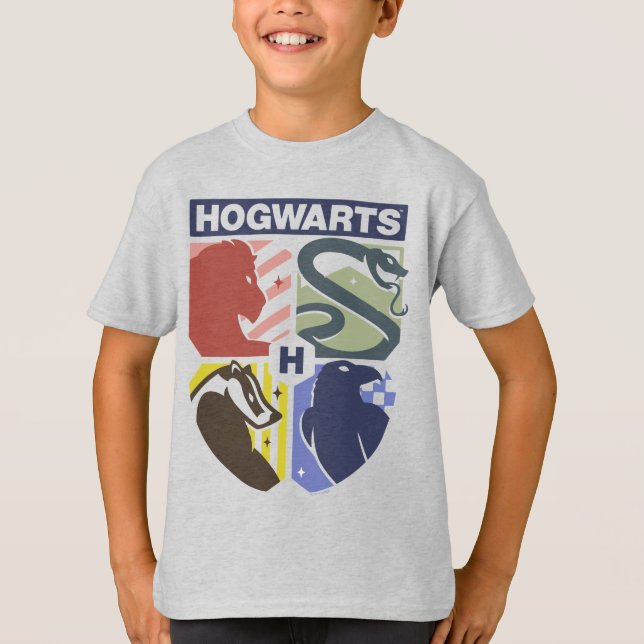 Vintage HOGWARTS™ Geprägtes Wappen T-Shirt (Vorderseite)