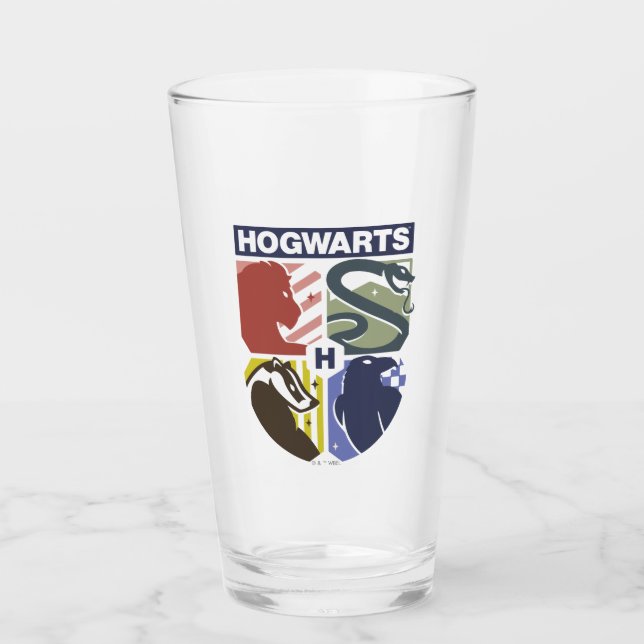 Vintage HOGWARTS™ gestempeltes Wappen Glas (Vorderseite)