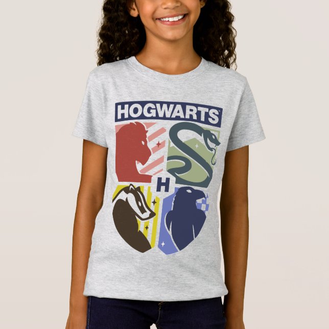 Vintage HOGWARTS™ gestempeltes Wappen T-Shirt (Vorderseite)