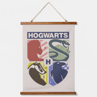 Vintage HOGWARTS™ gestempeltes Wappen Wandteppich Mit Holzrahmen
