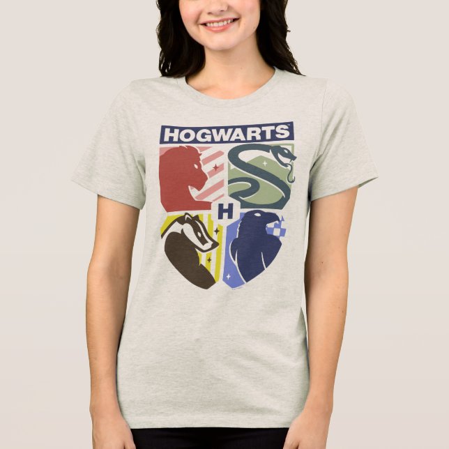 Vintage HOGWARTS™-Wappen Aufdruck Tri-Blend Shirt (Vorderseite)