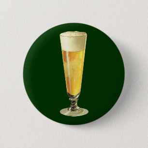 Vintage hohes frostiges Draft-Bier, alkoholisches Button