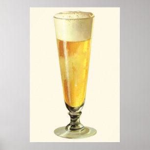 Vintage hohes frostiges Draft-Bier, alkoholisches Poster