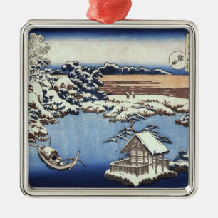 Vintage-Hokusai-Japanischer-Weihnachts-Schmuck Silbernes Ornament