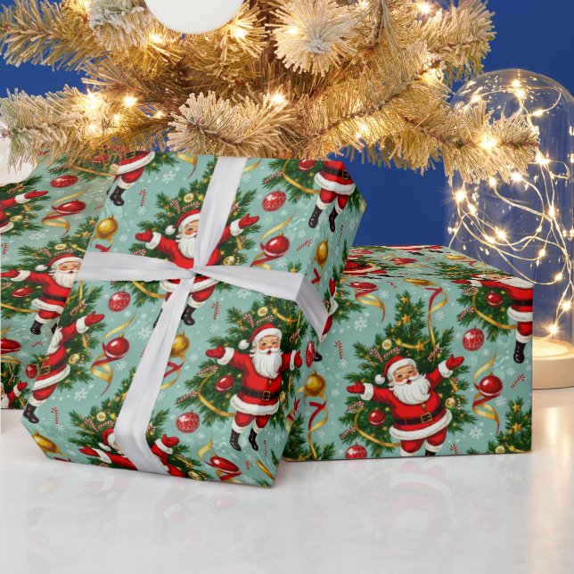 Vintage Holiday Whimsy: Santa & Tree Jubilee Geschenkpapier (Feiertage)