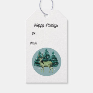 Vintage Holiday Wild Deer Gift Tags Geschenkanhänger