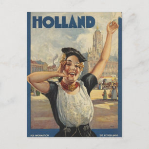 Vintage Holland Air Travel Feiertagspostkarte