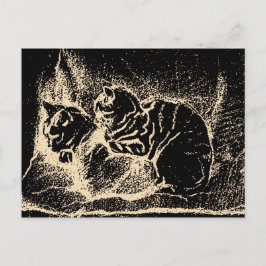 Vintage holländische Kunst - Zwei schlafende Katze Postkarte