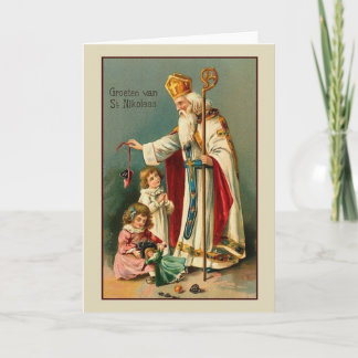 Vintage holländische St. Nikolaas Weihnachtskarte Feiertagskarte