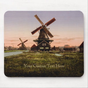 Vintage holländische Windmühlen Mousepad