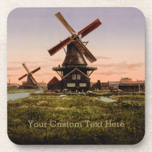 Vintage Holländische Windmühlen-Untersetzer Getränkeuntersetzer