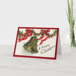 Vintage Holly Bell - Weihnachtskarte Feiertagskarte