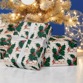 Vintage Holly Berry Weihnachtsverpackung für Party Geschenkpapier