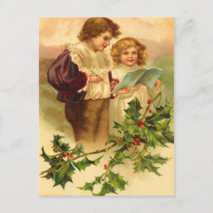 Vintage Holly Christmas Postcards Feiertagspostkarte