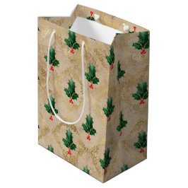 Vintage-Holly-Damaskmuster Mittlere Geschenktüte