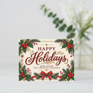 Vintage-Holly-Frohe-Feiertage-Weihnachtspostkarte Feiertagspostkarte