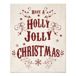 Vintage Holly Jolly Christmas Fotodruck