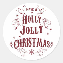 Vintage Holly Jolly Christmas Runder Aufkleber