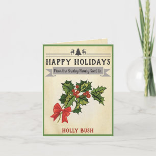 Vintage Holly Weihnachtskarte Feiertagskarte