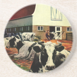 Vintage-Holstein-Milchkühe auf Milchviehbetrieb Getränkeuntersetzer