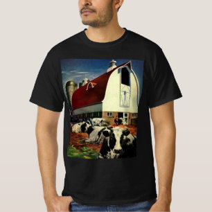 Vintage Holstein-Milchkühe auf Milchviehbetrieb T-Shirt