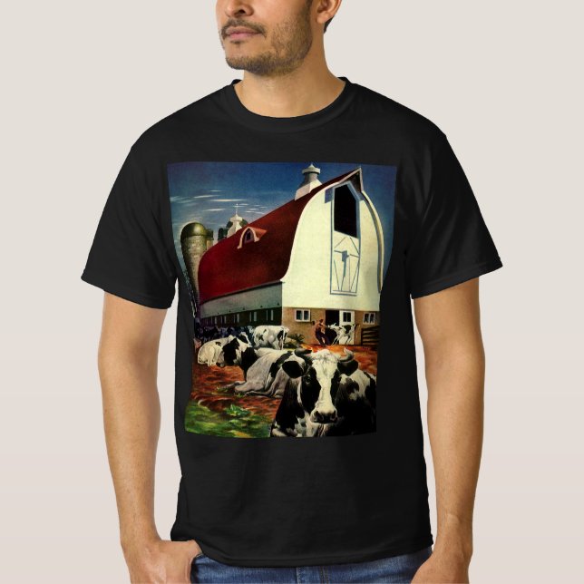 Vintage Holstein Milchkühe im Milchwirtschaftssekt T-Shirt (Vorderseite)