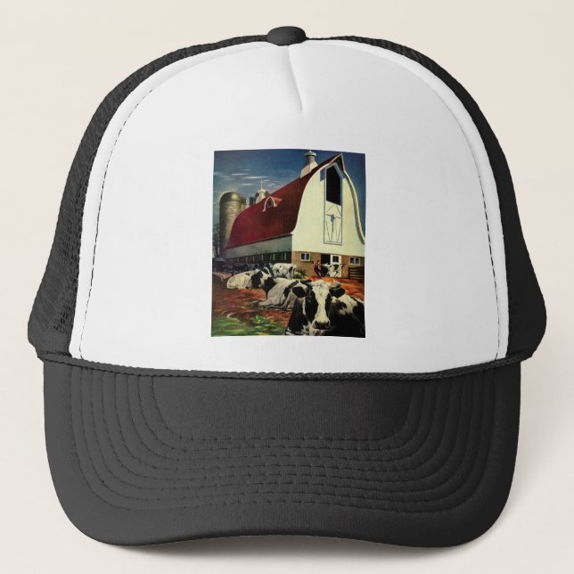 Vintage Holstein Milchkühe im Milchwirtschaftssekt Truckerkappe (Vorderseite)