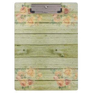 Vintage Holz Hintergrund Moderne grüne Rosen Dekor Klemmbrett