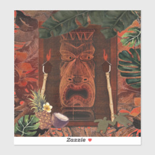 Vintage Holz Tiki & Fackel Aloha Hawaiian Aufkleber
