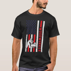 Vintage-Holzarbeiter US-Flagge Zimmermann Holzfäll T-Shirt