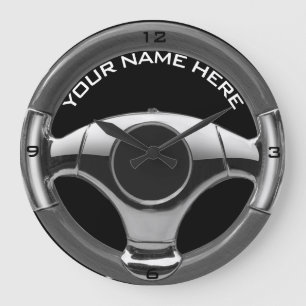 Vintage hölzerne Blick-Lenkraduhr 6 des Sportauto Große Wanduhr