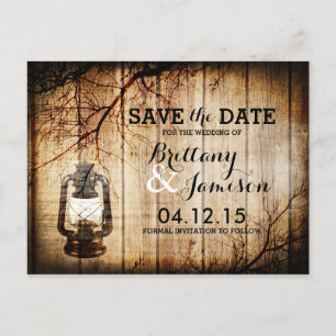 Vintage Holzlatte Save the Date rustikal Ankündigungspostkarte