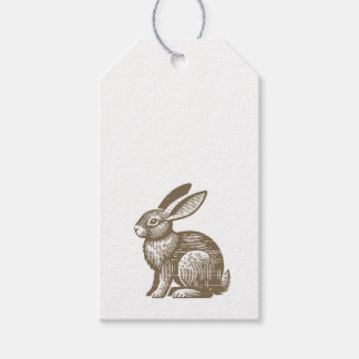 Vintage-Holzschnitt-Hasenschild Geschenkanhänger