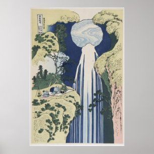 Vintage-Holzschnittkunst von Hokusai: Amida-Wasser Poster
