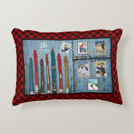 Vintage Holzskier/ Skitaktposter Dekokissen