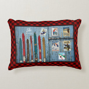 Vintage Holzskier/ Skitaktposter Dekokissen